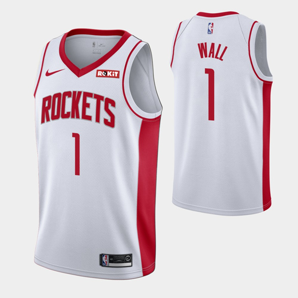 Men's Houston Rockets #1 John Wall White Stitched Basketball Jersey